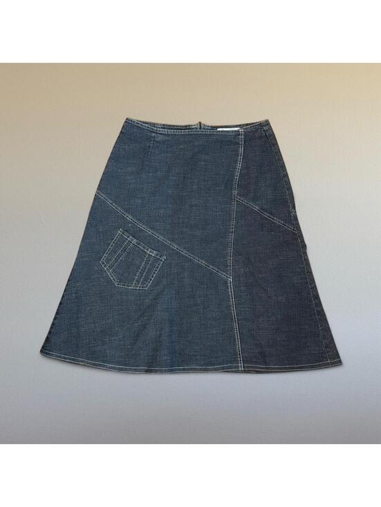Dresses & Skirts - SOLD Vintage Euro asymmetrical denim midi skirt from affinites Armand Thiery